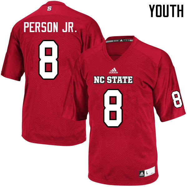 Youth #8 Ricky Person Jr. NC State Wolfpack College Football Jerseys Sale-Red - Click Image to Close
